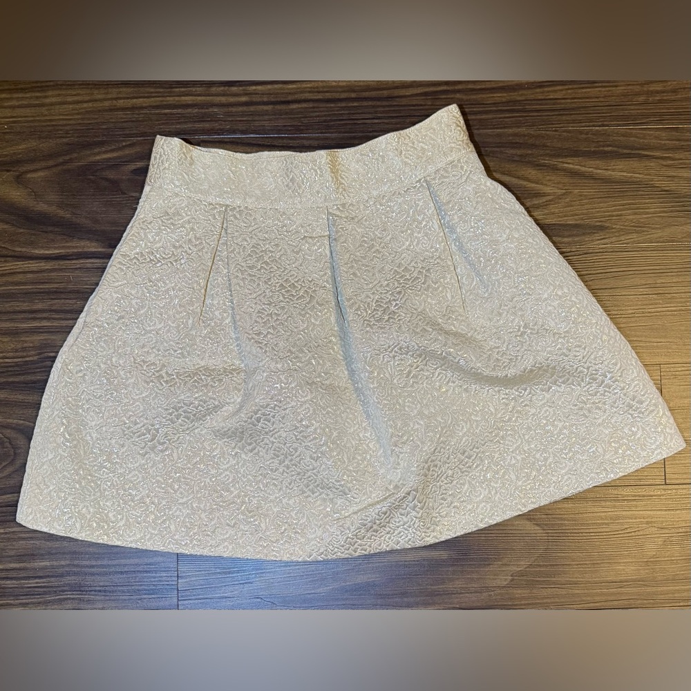 Frenchi Gold Shimmer A-Line Women's Skirt Size Small